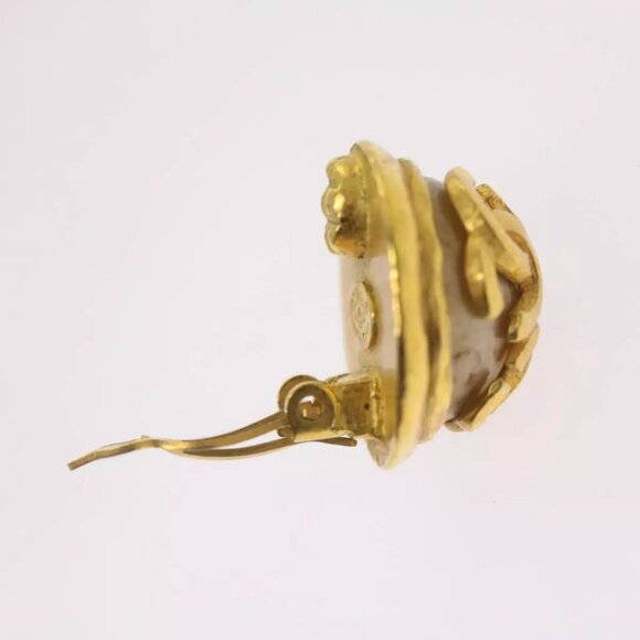 CHANEL Triple Coco Earring Gold CC Auth - Picture 6 of 16
